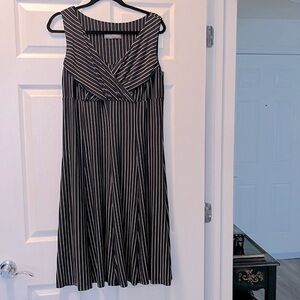 CLASSIC NAVY PINSTRIPE MIDI DRESS - M LIKE NEW